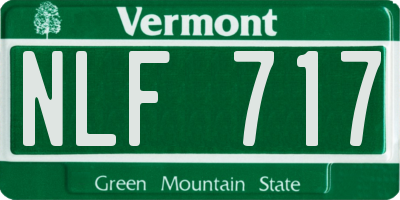 VT license plate NLF717
