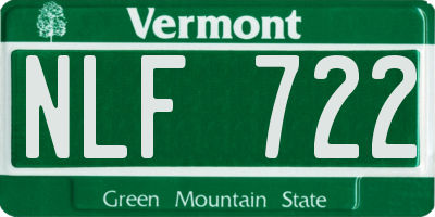 VT license plate NLF722