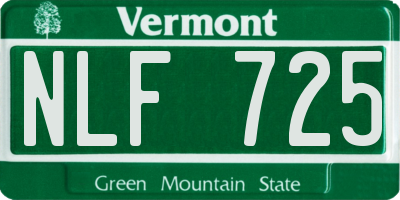 VT license plate NLF725