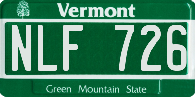 VT license plate NLF726