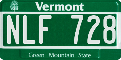 VT license plate NLF728