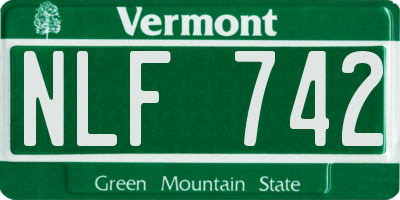 VT license plate NLF742