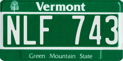 VT license plate NLF743