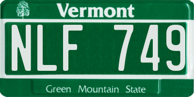 VT license plate NLF749
