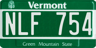 VT license plate NLF754