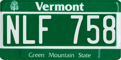 VT license plate NLF758