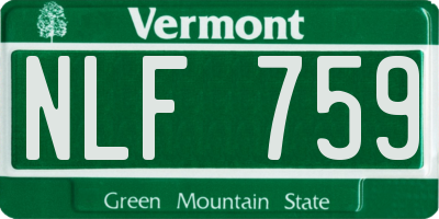 VT license plate NLF759