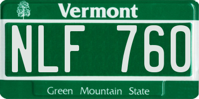 VT license plate NLF760