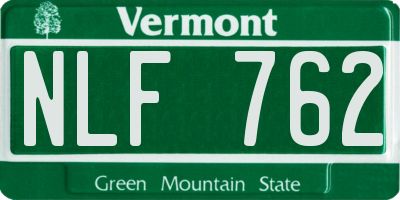 VT license plate NLF762