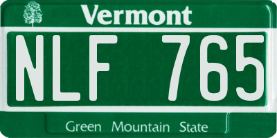 VT license plate NLF765
