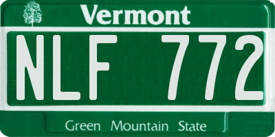 VT license plate NLF772