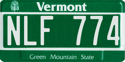 VT license plate NLF774