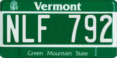 VT license plate NLF792