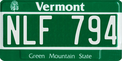 VT license plate NLF794