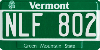 VT license plate NLF802
