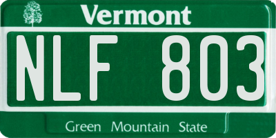 VT license plate NLF803