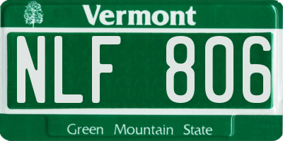 VT license plate NLF806