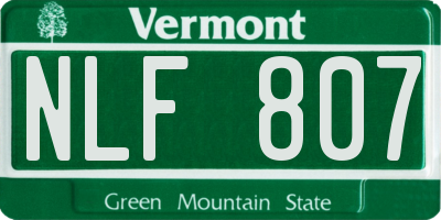 VT license plate NLF807