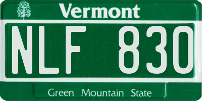 VT license plate NLF830