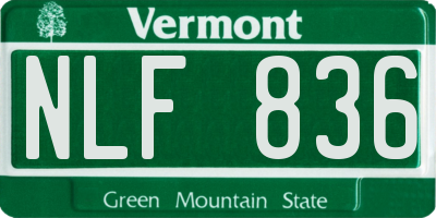 VT license plate NLF836