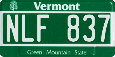 VT license plate NLF837