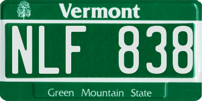 VT license plate NLF838