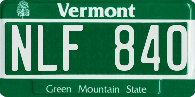 VT license plate NLF840