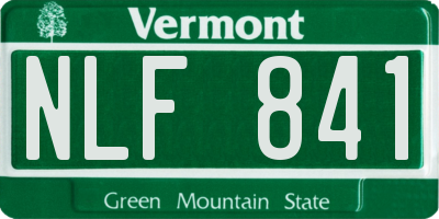 VT license plate NLF841
