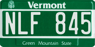 VT license plate NLF845