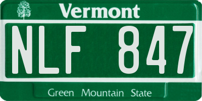 VT license plate NLF847
