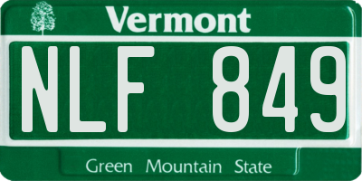 VT license plate NLF849