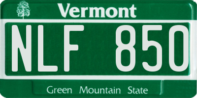 VT license plate NLF850