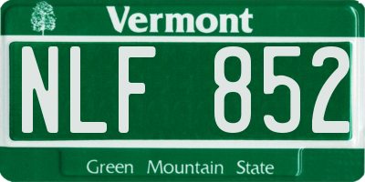 VT license plate NLF852