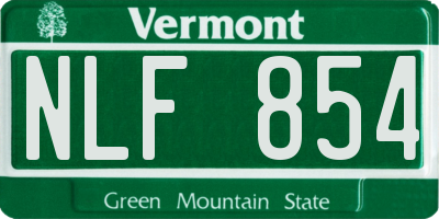 VT license plate NLF854