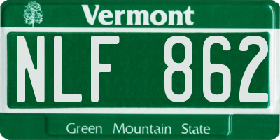 VT license plate NLF862