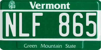 VT license plate NLF865