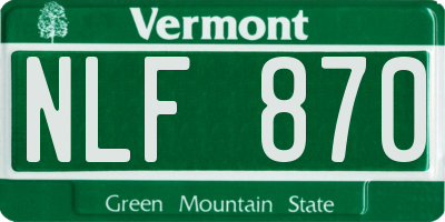 VT license plate NLF870