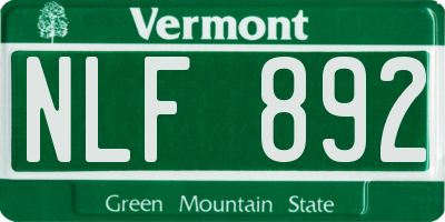 VT license plate NLF892