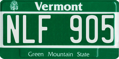 VT license plate NLF905