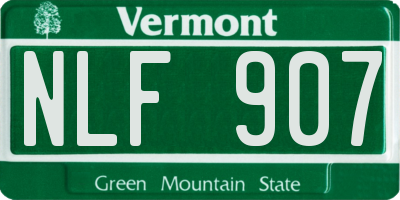 VT license plate NLF907