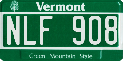 VT license plate NLF908