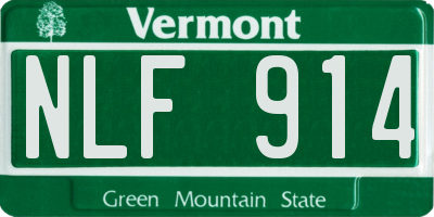 VT license plate NLF914