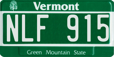 VT license plate NLF915