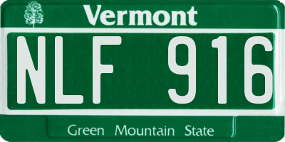 VT license plate NLF916
