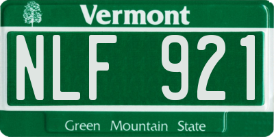 VT license plate NLF921
