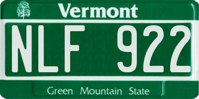 VT license plate NLF922