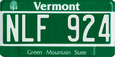 VT license plate NLF924