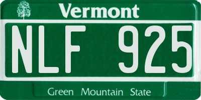 VT license plate NLF925