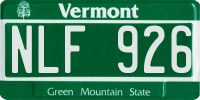 VT license plate NLF926