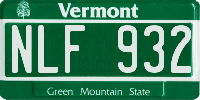 VT license plate NLF932